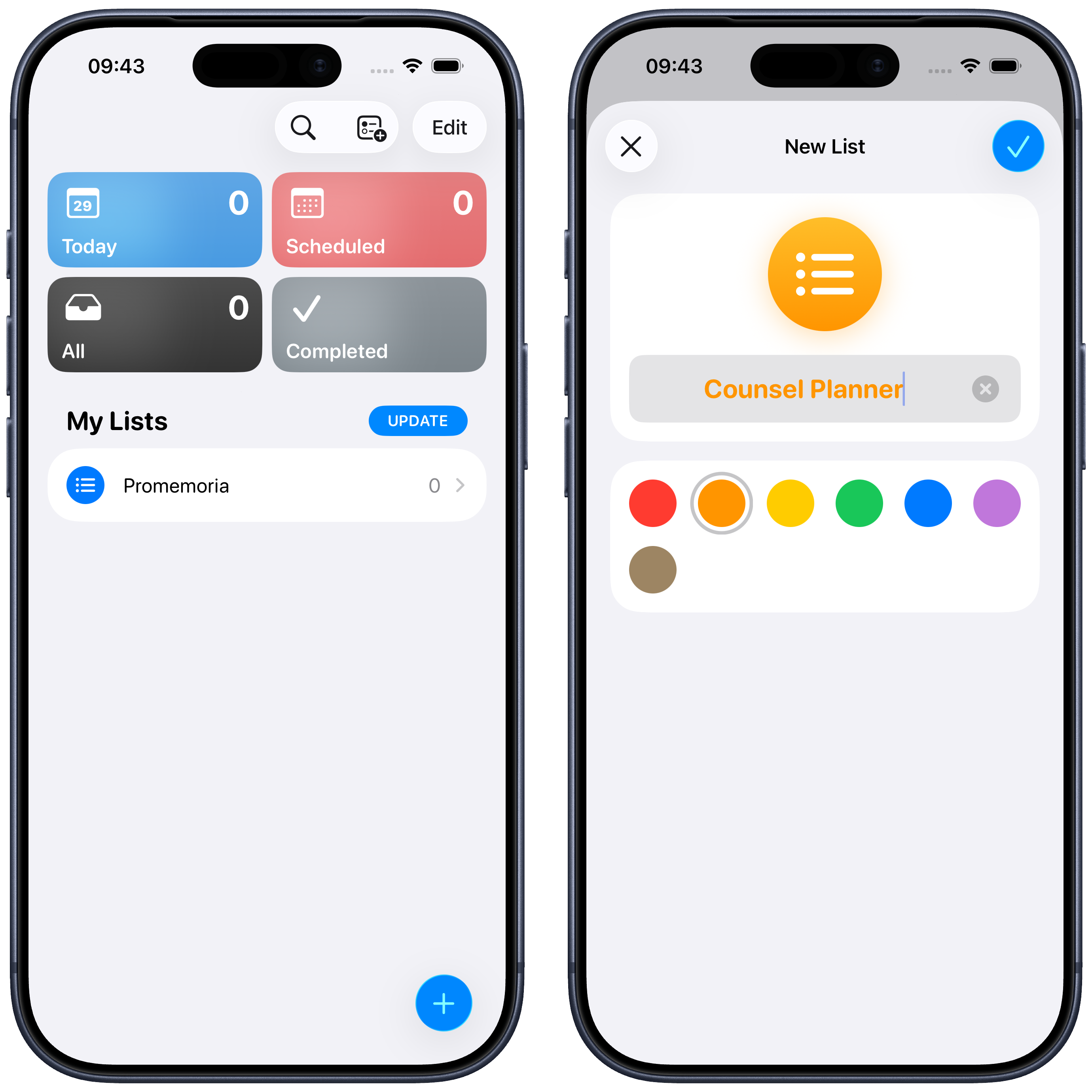 Apple Erinnerungen: vorhandene Listen und Erstellen einer neuen Liste