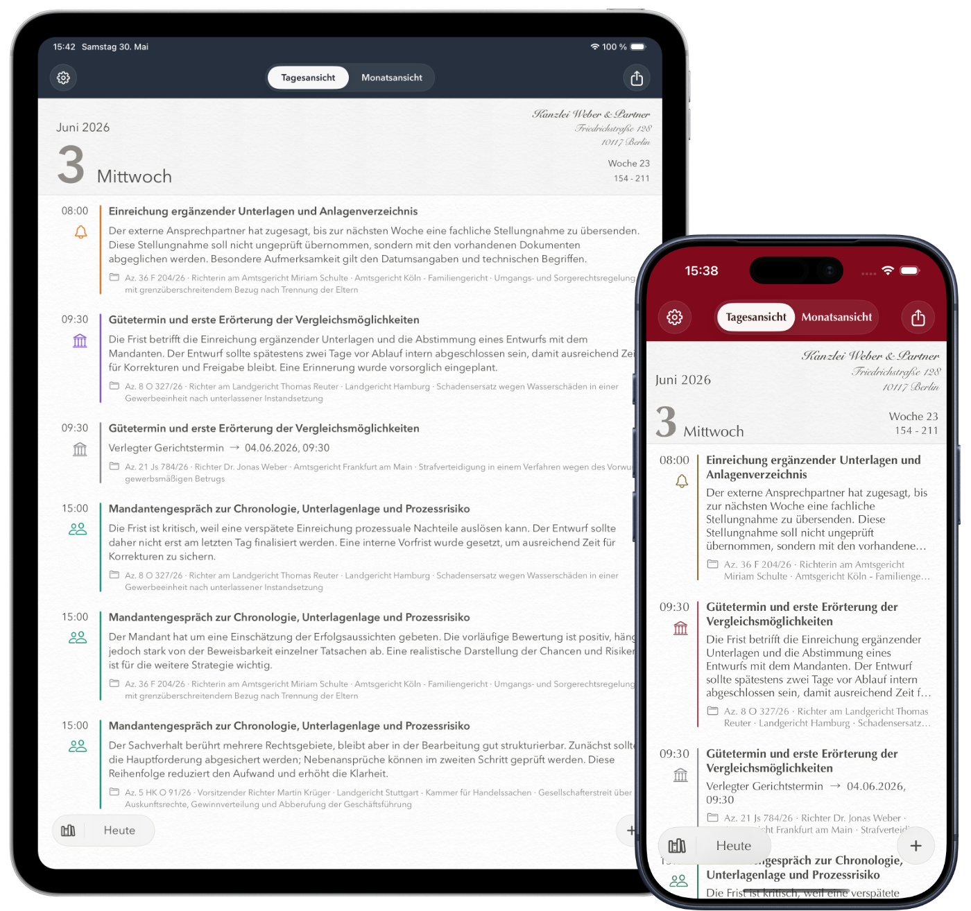 Counsel Planner auf iPad und iPhone
