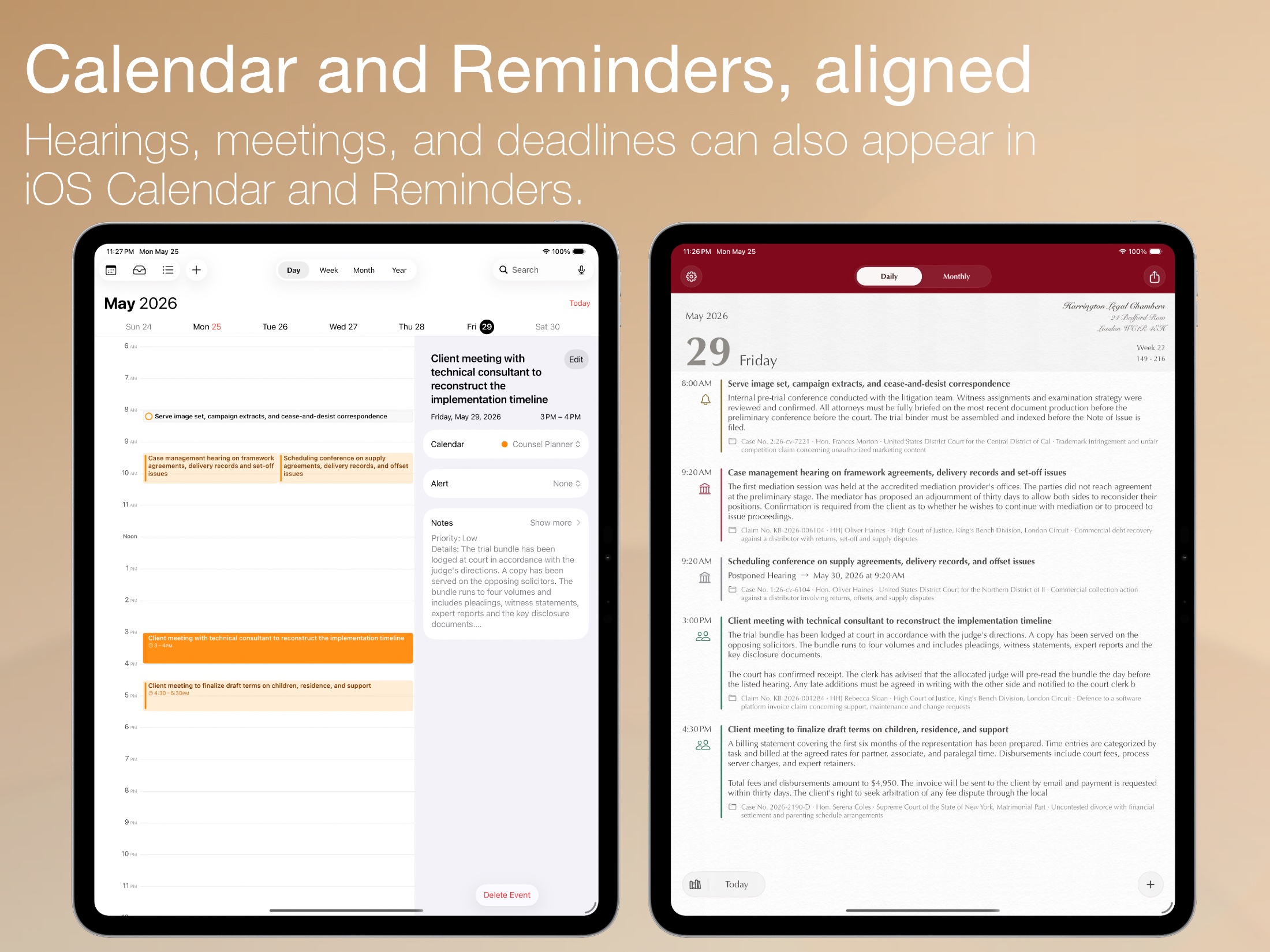 Counsel Planner – Detail der Benutzeroberfläche