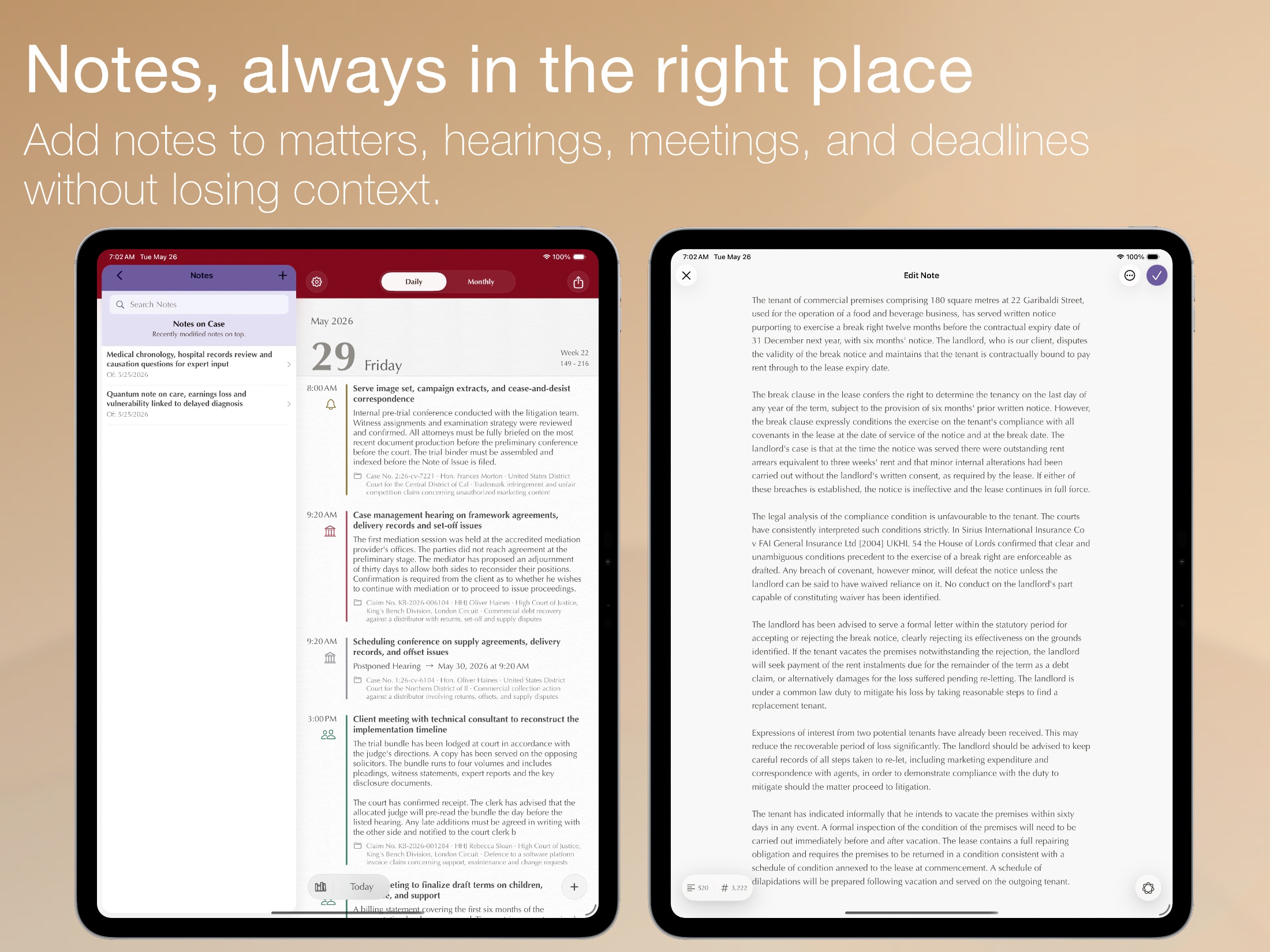 Counsel Planner – Detail der Benutzeroberfläche