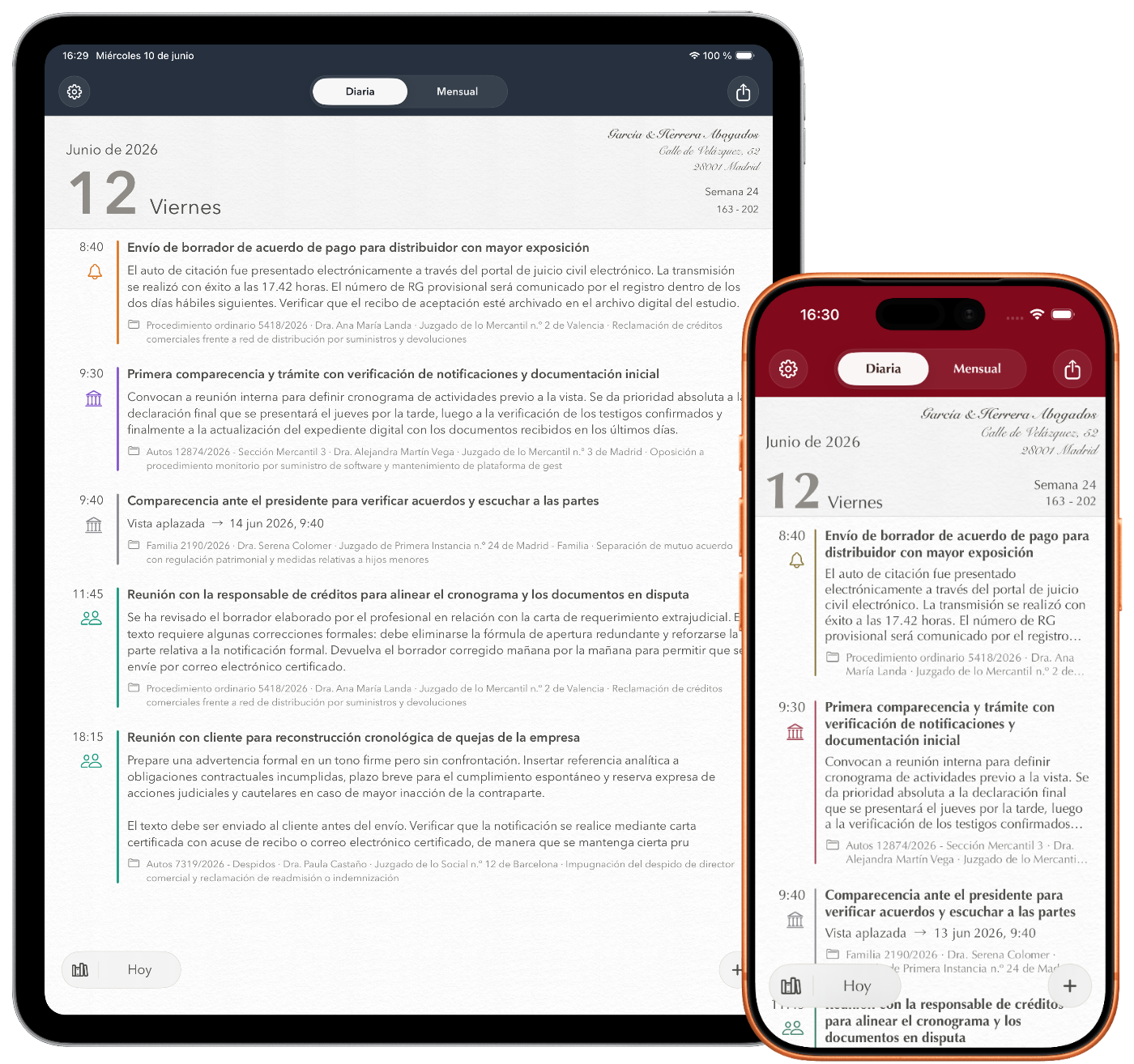 Counsel Planner en iPad y iPhone