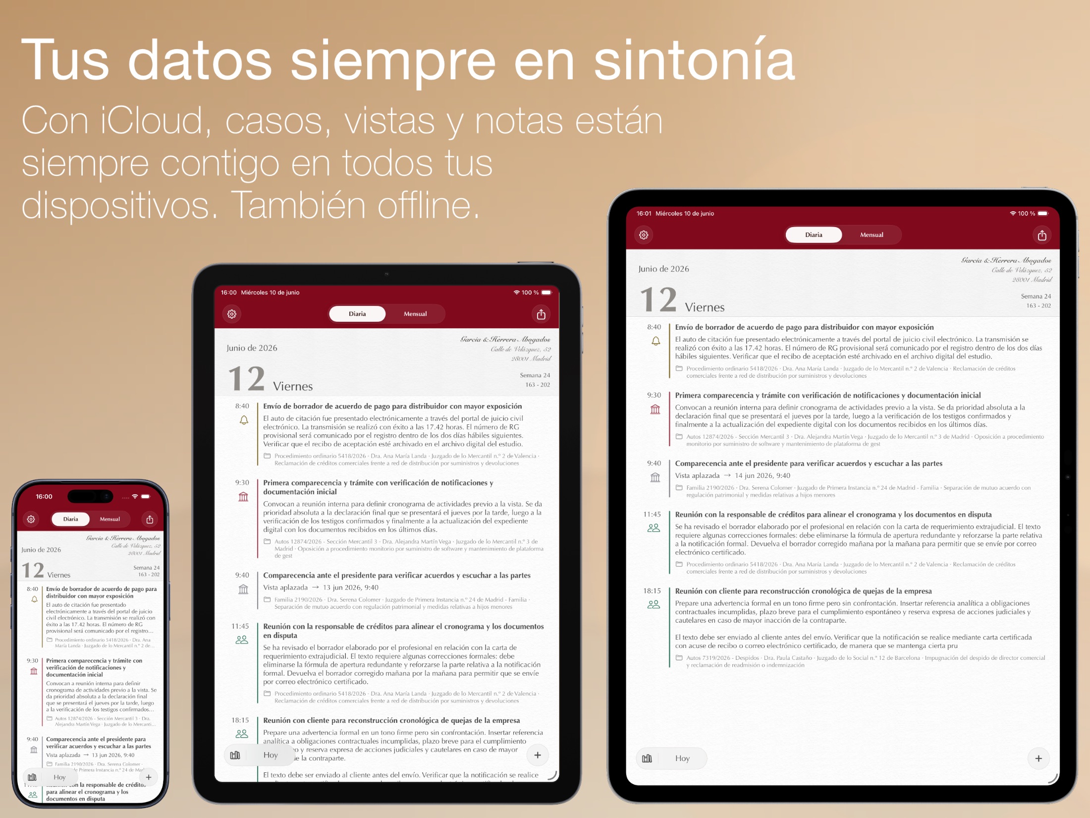 Counsel Planner — detalle de la interfaz