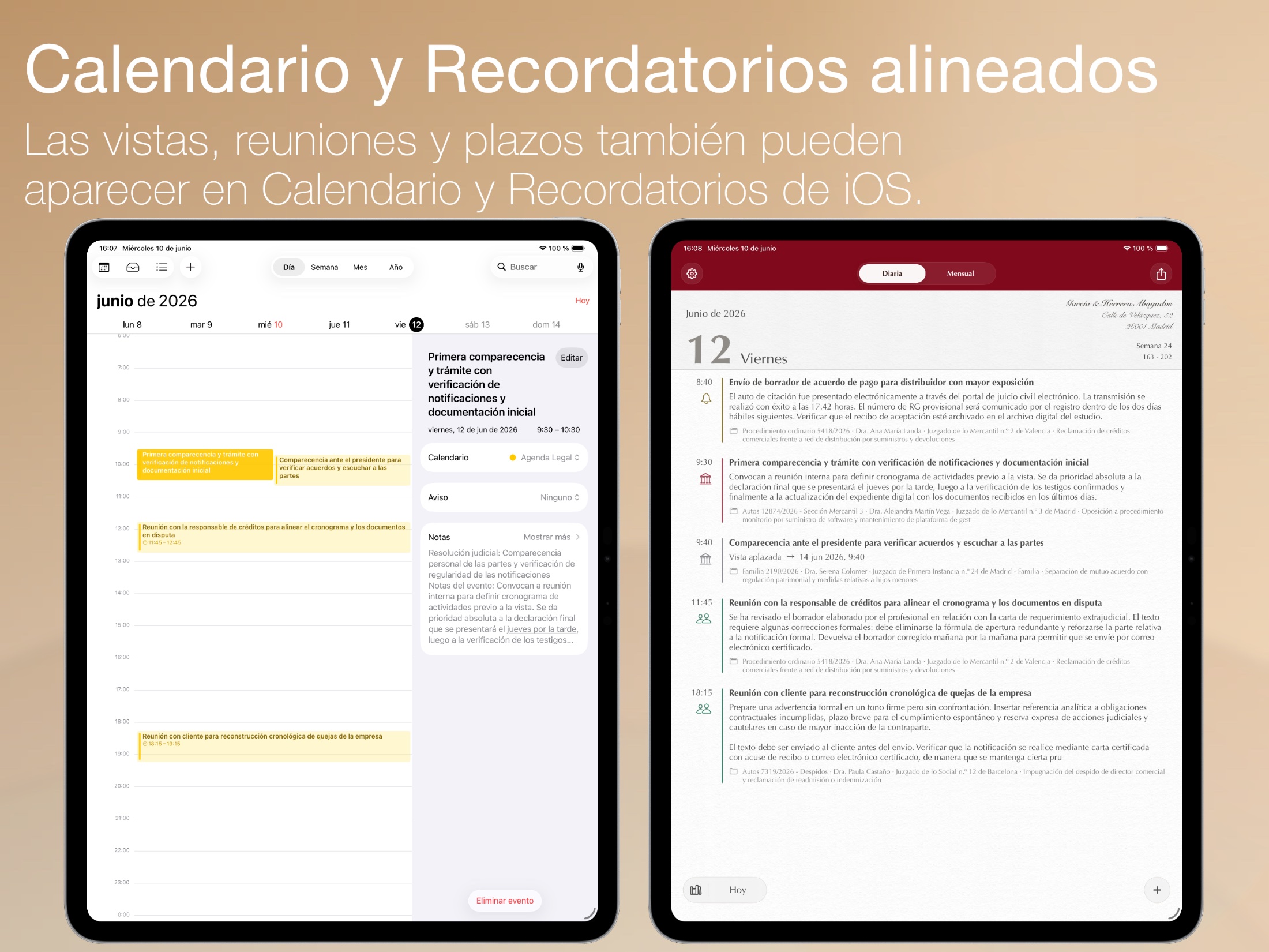 Counsel Planner — detalle de la interfaz