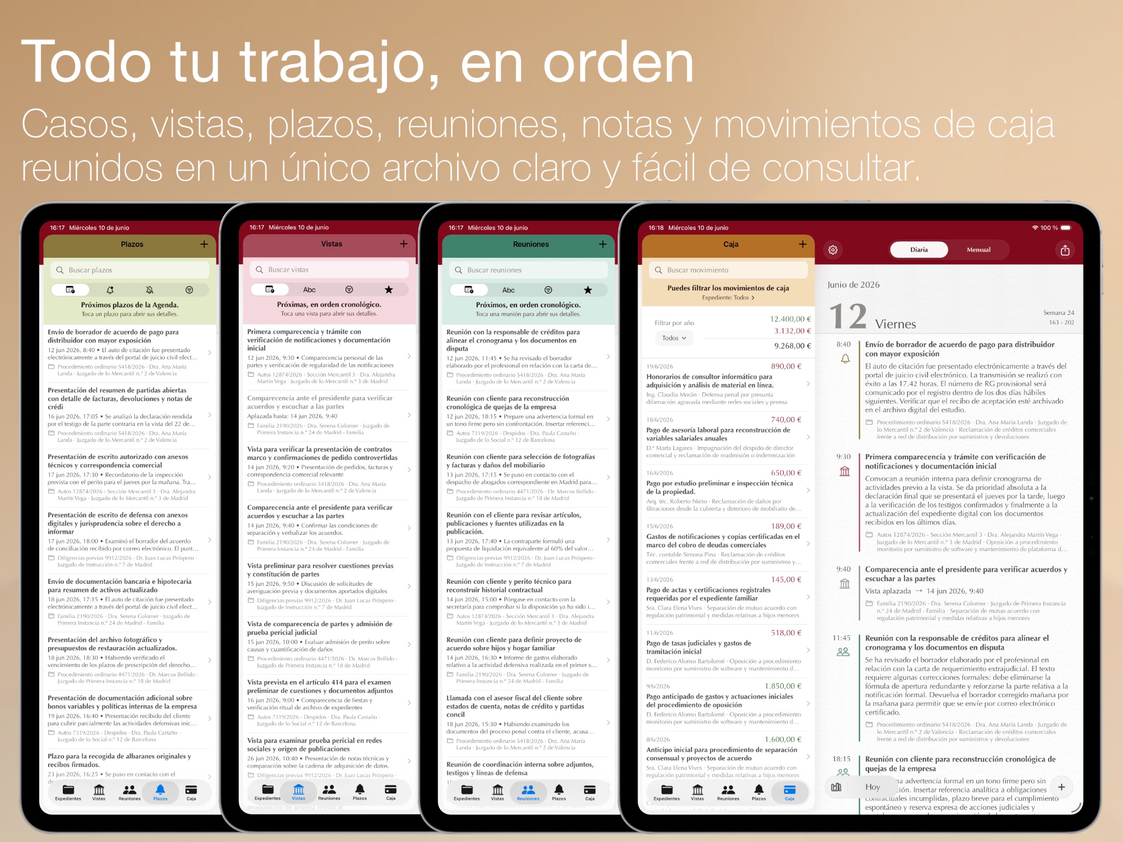 Counsel Planner — detalle de la interfaz