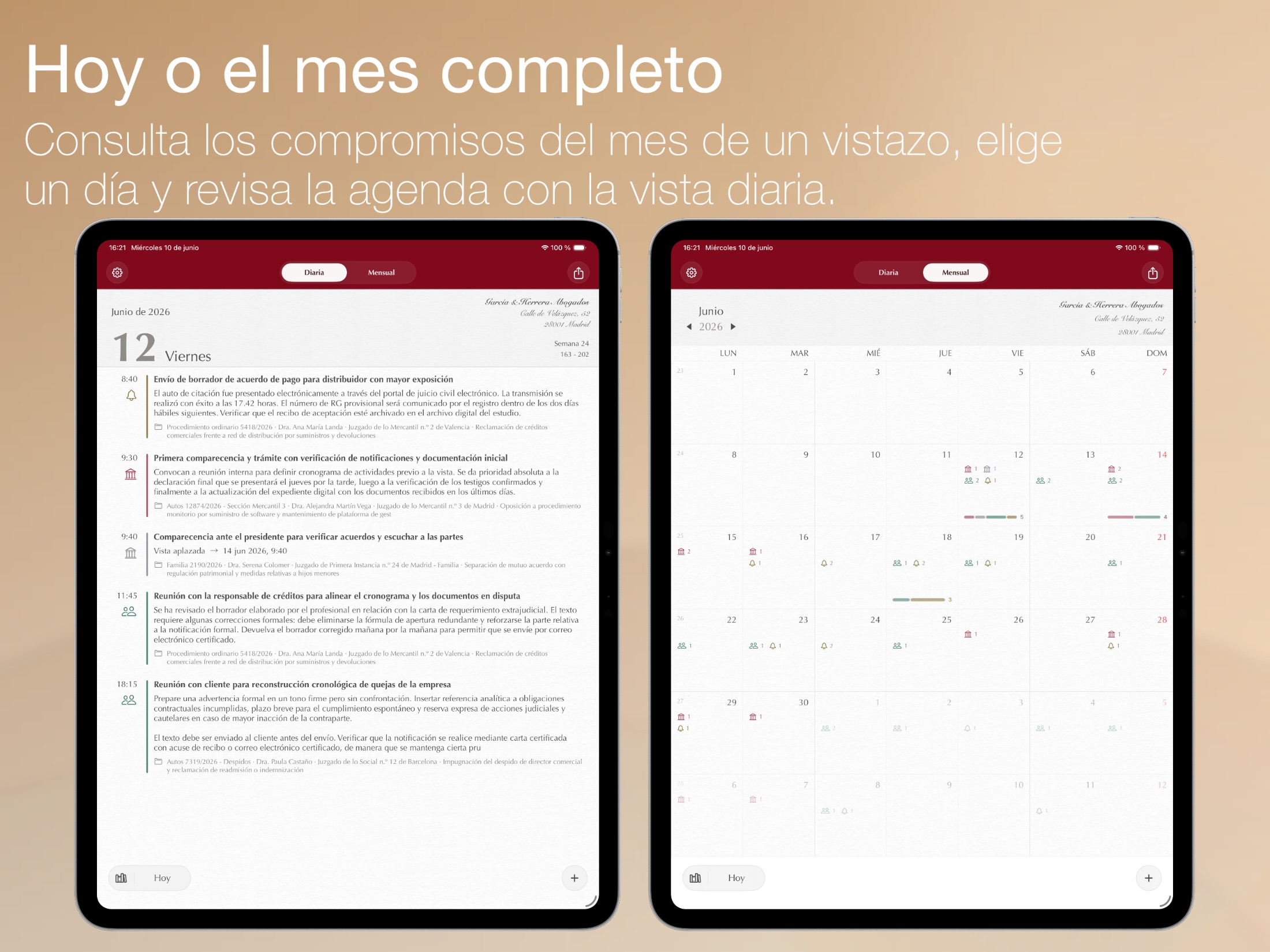 Counsel Planner — detalle de la interfaz