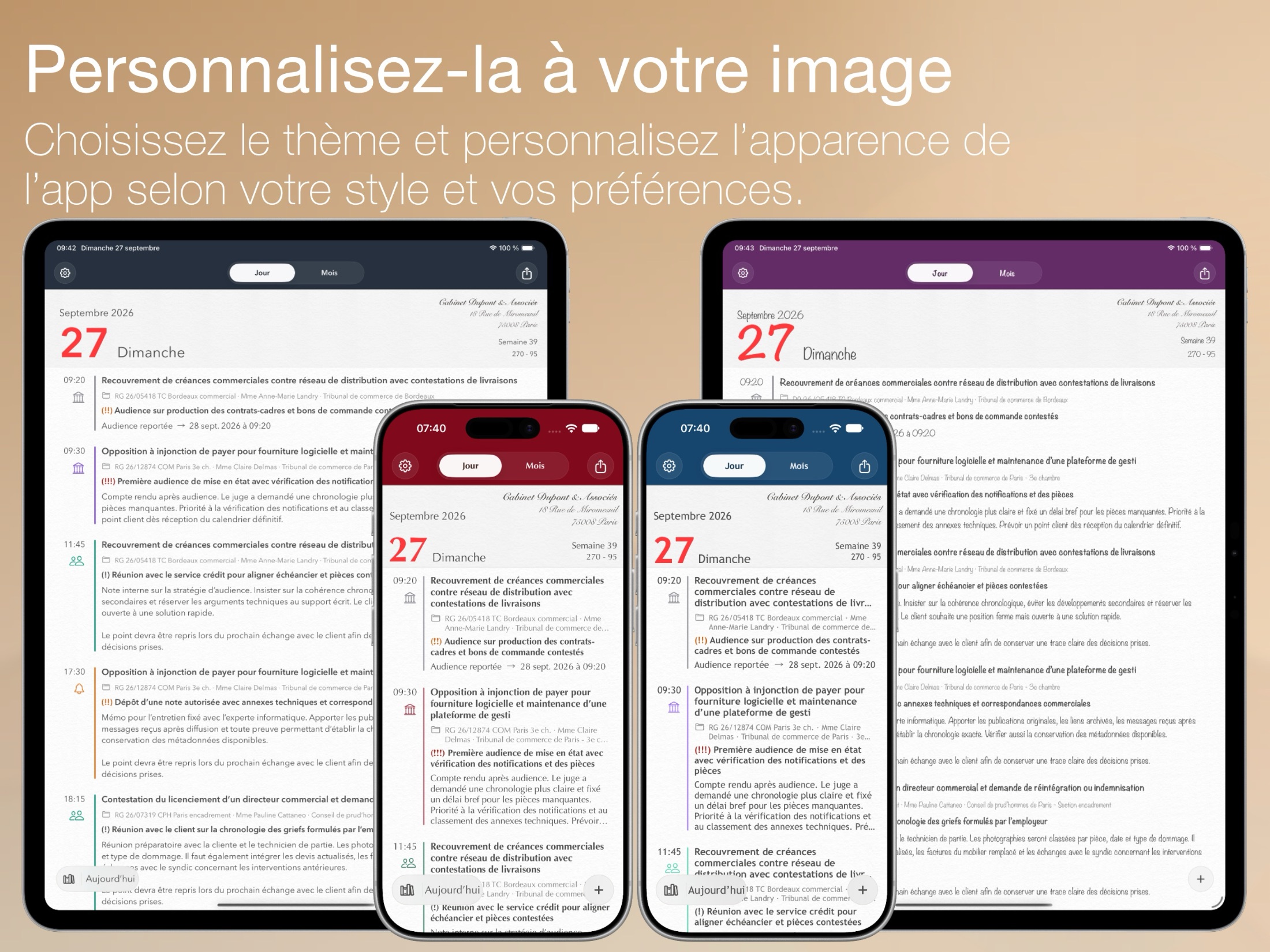 Counsel Planner — détail de l'interface