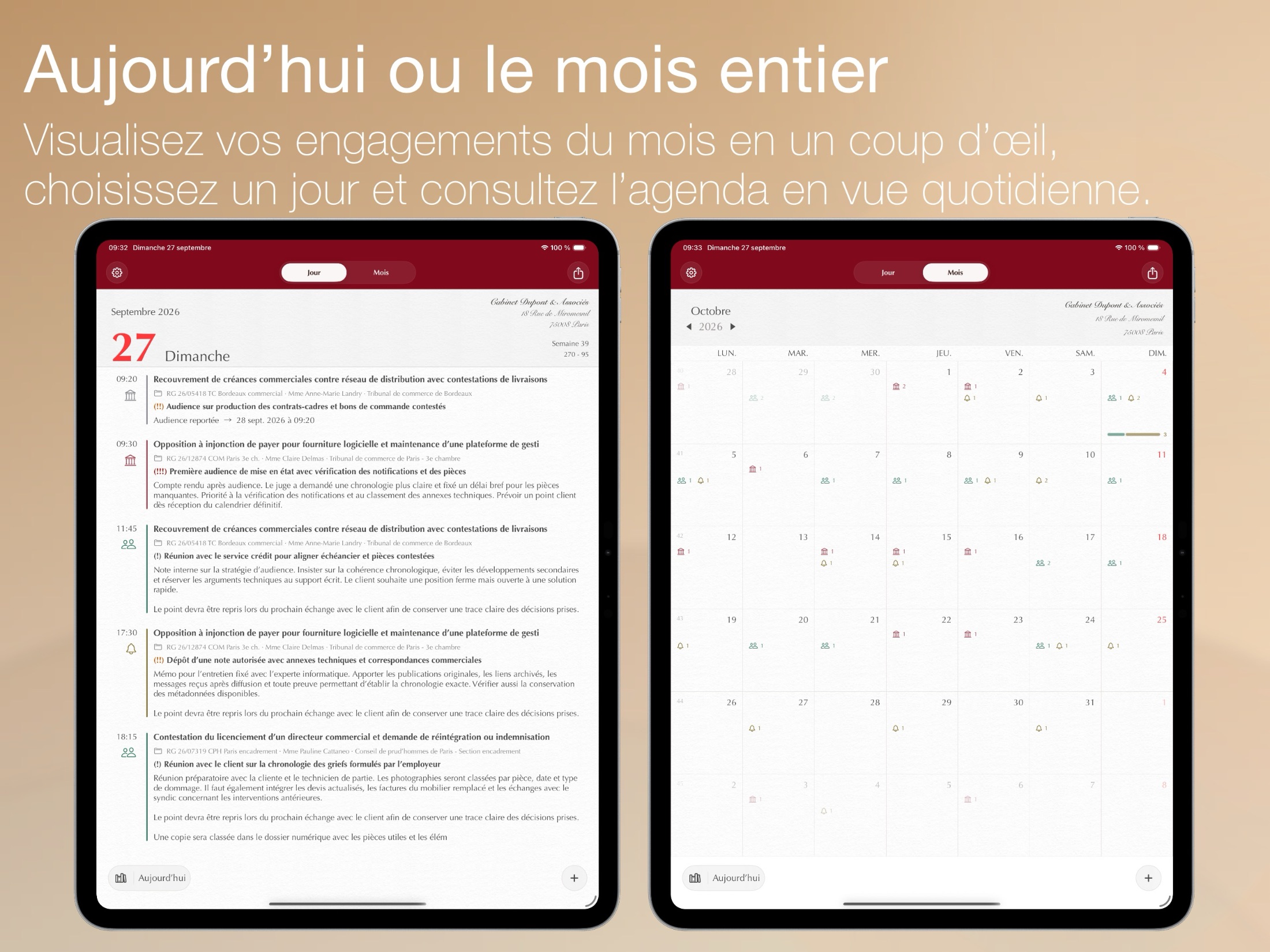 Counsel Planner — détail de l'interface