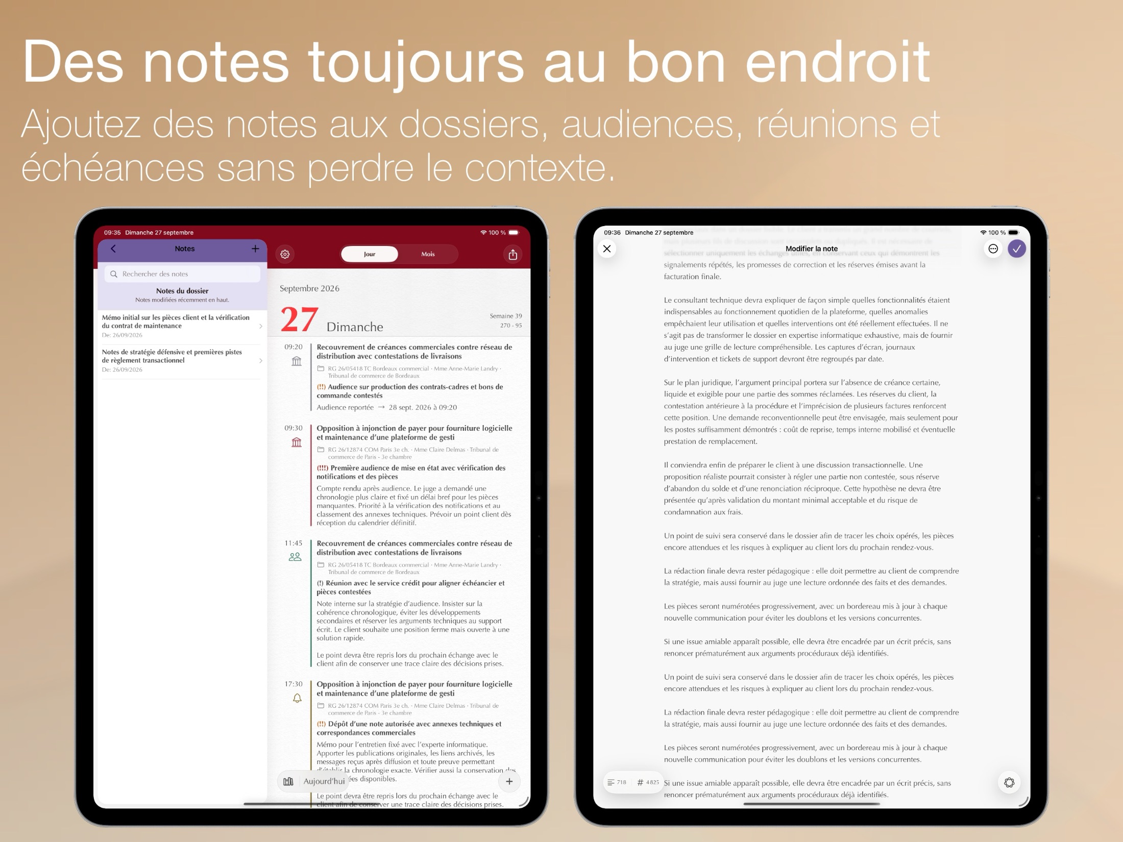 Counsel Planner — détail de l'interface